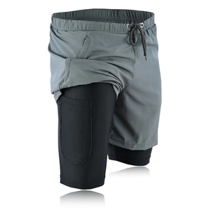 Shorts de sport pour homme, taille mi-haute, en coton, doux, respirants, avec poches, style décontracté, en tissu tricoté AI-SH-47 - Product Image 2
