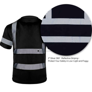 เสื้อยืดสะท้อนแสงคุณภาพสูงขายส่ง เสื้อท็อปส์นิรภัย เสื้อยืดนิรภัย สีดำ บริการ ODM OEM - Product Image 6