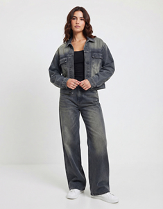 Women Cute Sexy Denim <b>Jacket</b> Wide Leg Jogger Pants Set Streetwear Jeans Button High Quality Loose Fit Wholesale - Product Image 3