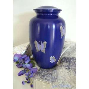 Urna Funeraria para Cenizas de Adultos con Diseño de Mariposas, Urna Azul Moderna para Guardar las Cenizas de Seres Queridos, Urnas y Jarrones para Cremación - Product Image 1