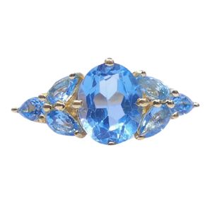Anillo Clásico de Plata de Ley 925 Chapado en Oro con Topacio Azul para Mujer, Joyería para Bodas - Product Image 2