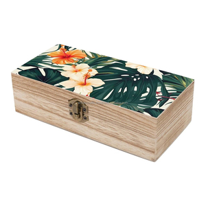 Récipient de stockage rectangulaire écologique en bois avec couvercle étui organisateur de bijoux souvenir décoratif - Product Image 6