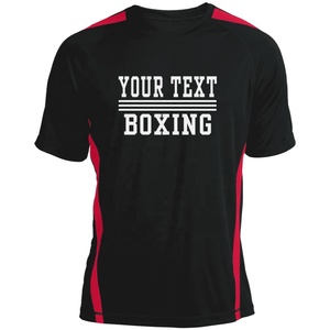 Custom Boxing <b>T</b>-<b>Shirt</b> Men's Short Sleeve Black <b>Polyester</b> Moisture Wicking Crew Neck Athletic Fit Screen Printed Front Logo - Product Image 2