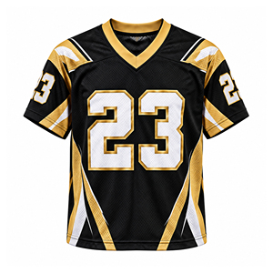 Camiseta de Fútbol Americano Sublimada Unisex, Negra y Dorada, Número 23, Cuello en V, Malla Transpirable, Tela de Poliéster Antibacteriana, para Adultos - Product Image 1