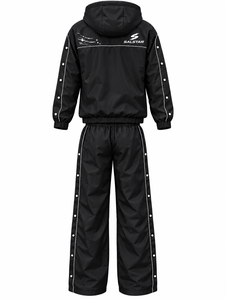Ensemble de survêtement noir personnalisé pour homme, veste coupe-vent et pantalon de jogging, vêtements de sport, ensemble d'entraînement athlétique deux pièces - Product Image 4