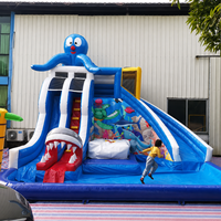 Toboggan gonflable commercial en PVC en forme de pieuvre avec couleurs et dimensions personnalisables pour usage extérieur