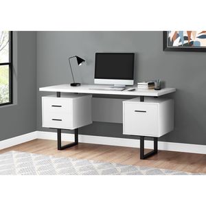 Scrivania Contemporanea da 60 Pollici per Ufficio Domestico con Cassetti Portaoggetti, Laminato Bianco e Metallo Nero per Uso Laptop - Product Image 5
