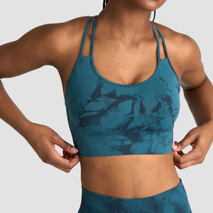 Vente en gros de vêtements de sport : Soutien-gorge sans couture pour femmes, tenues de gym, de yoga et de fitness, avec motif dos croisé par sublimation, couleur unie, style décontracté - Product Image 5