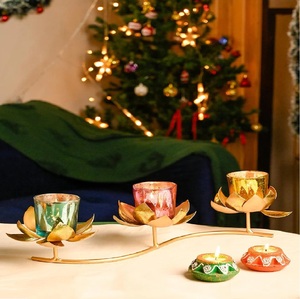 Traditional Votive Candle Holder Artistic Home Decor Gold Iron Handmade Eco-Friendly Christmas Gift Housewarming Diwali - Product Image 2