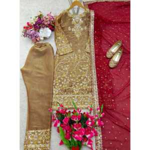 Conjunto de traje de fiesta para mujer de diseñador con Pent y Dupatta con Moti Work - Product Image 5