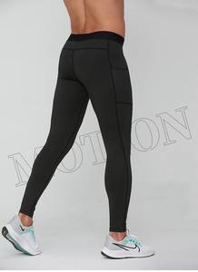 Leggings Deportivos para Hombre con Bolsillo Lateral, Pantalones Ajustados de Poliéster de Secado Rápido para Gimnasio, Entrenamiento, Running, con Logotipo Personalizado - Product Image 3
