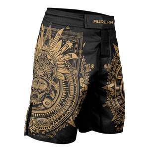 Pantalones cortos MMA para hombre, estampado de ondas, cintura elástica, entrenamiento de gimnasio, kickboxing, ligeros, de secado rápido, coloridos, para artes marciales mixtas - Product Image 2