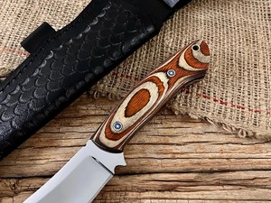 Couteau à Découper en Acier Carbone Personnalisé, Lame Fixe, Manche en Bois, Étui en Cuir, OEM, Manche Entier, Couteau Utilitaire de Camping et de Bushcraft - Product Image 3