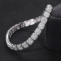 Bracelet chaîne tennis de luxe RB Gems en or massif 14K, diamant de laboratoire taille cœur DEF VVS certifié GIA, serti clos, plaqué rhodium