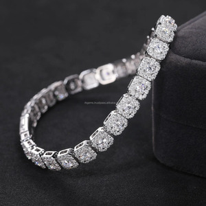 RB <b>Gems</b> Luxury 14K Solid Gold Tennis Chain <b>Bracelet</b> Iced Heart Cut DEF VVS HPHT Lab Grown Diamond GIA Certified Unisex Romantic - Product Image 3