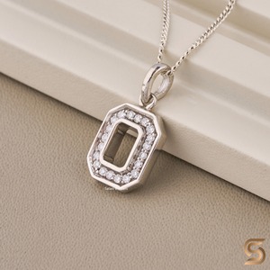 18K <b>Solid</b> White <b>Gold</b> With Lab Grown Diamond <b>Pendant</b> Necklace Round Cut Octagon Minimal Halo Diamond Necklace For Women - Product Image 3