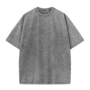 Camiseta de algodón extragrande para hombre, algodón lavado de color liso, corte casual tipo jersey, longitud regular, ajuste extragrande cómodo - Product Image 6