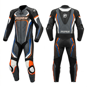 Combinaison de course moto en cuir intégral SpeedFreak pour homme, une pièce, noir, gris, orange, bleu, respirante, toutes saisons - Product Image 2