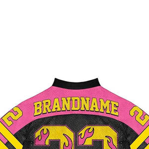 Camiseta de malla extragrande estilo jersey de fútbol con estampado gráfico personalizado Y2K, de secado rápido, con cuello en V, para verano. - Product Image 5