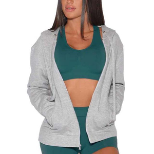 High Quality Cotton Women's <b>Zipper</b> Crop <b>Top</b> Hoodies Sweatshirts Plus Size Breathable Oversized Fleece for Winter Hooded Collar - Product Image 3