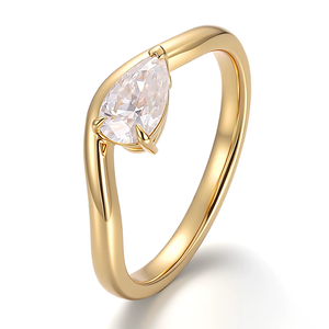 Anillo de Moissanita para Mujer, Plata 925, Oro Sólido de 10K, Corte Pera, Anillo de Compromiso o Regalo de Aniversario - Product Image 1