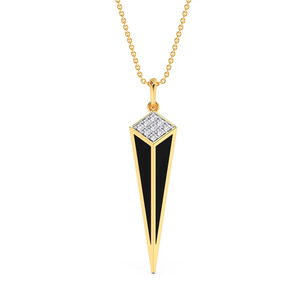 Collier pendentif géométrique triangulaire ajouré en émail noir avec diamant - Product Image 3