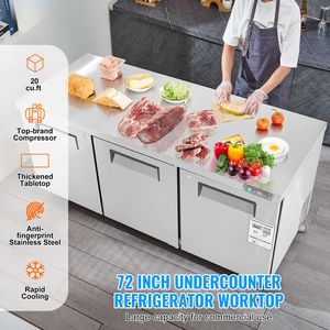 Tavolo Refrigerato Commerciale a 3 Porte in Acciaio Inox da 72 Pollici per Preparazione Sandwich e Insalate, Attrezzatura per Cucine Professionali - Product Image 2