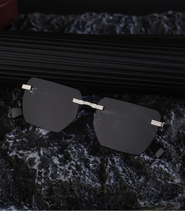 Lmamba 98201 Wholesale Custom Logo Classic Retro Sun Glasses High Quality Rimless Blue Gradient Colorful Men <b>Sunglasses</b> 2024 - Product Image 5