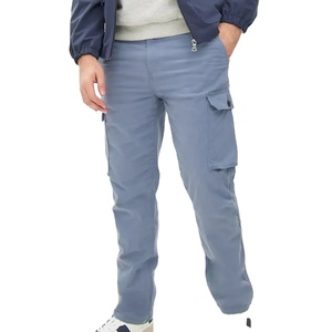 <b>Men</b>’s Blue Cargo Pants Oversize <b>Elastic</b> Waist Big Pocket Plain Casual Fashion Cargo <b>Trousers</b> Custom Embroidery Wholesale - Product Image 2