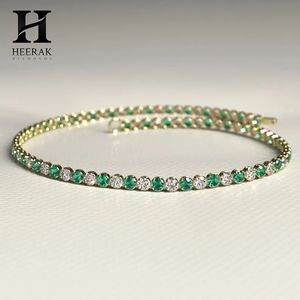 Luxury Emerald and Diamond Alternating Tennis Bracelet 14K/18K Gold Fine Jewelry Manufacturer - Product Image 1