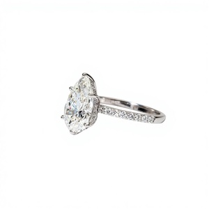 Luxury Lab Grown Pear Diamond Engagement <b>Ring</b> Teardrop Shape 14K 18K Gold 925 Solid Sterling <b>Silver</b> Pave Engagement Halo <b>Ring</b> - Product Image 3