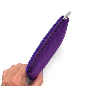 Porte-monnaie perlé violet, Pochette perlée pour le jour du match, Accessoires de football - Product Image 3