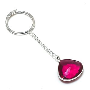 Chaîne de pull en argent plaqué 925 avec pendentif en cristal taille poire et rubellite rose facettée, style mariage mignon, bijou unisexe, cadeau - Product Image 2
