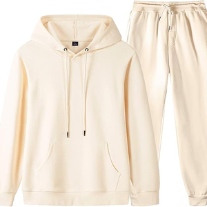Ensemble de survêtement unisexe imprimé 2 pièces, sweat-shirt à capuche et pantalon de survêtement respirant, taille XL pour hommes et femmes, motif uni, hiver - Product Image 1