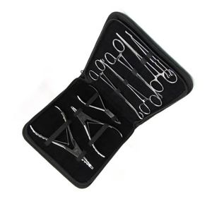 Ametrine Surgical Manual Dermal Body <b>Piercing</b> Forceps Pliers <b>Kit</b> with Black Pu Leather Case Wholesale Jewelry Making Forceps - Product Image 1