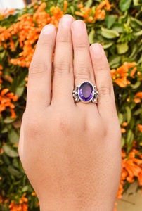 Anillo de Plata de Ley 925 con Amatista Vintage, Hecho a Mano, Gema Natural Púrpura, Joyería de Piedra de Nacimiento de Febrero - Product Image 5