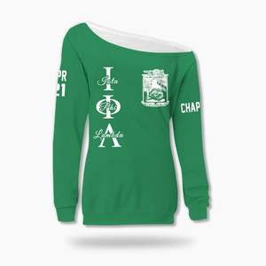 Sudadera Personalizada Iota Phi Lambda con Hombros Descubiertos, Color Verde Esmeralda, Sudadera de la Hermandad Iota Phi Lambda Desde 1929 - Product Image 5