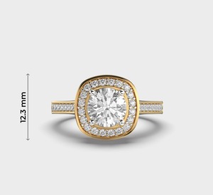 Anillo de Compromiso de Oro Sólido de 18K con Diamantes Redondos, Engaste Pavé, Joyería Fina Clásica para Mujer, Forma de Corona - Product Image 5