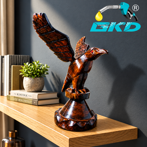 Escultura de águila de madera hecha a mano GKD, diseño moderno de animal con alas, decoración de mesa para sala de estar y oficina en casa - Product Image 3