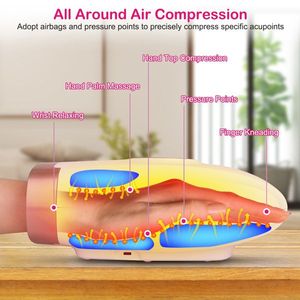 Massaggiatore Elettrico per Mani Senza Fili Ricaricabile con 6 Livelli di Pressione, Terapia di Compressione e Massaggio Vibrante Riscaldante - Product Image 4