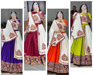 Conjunto de Lehenga Choli Tradicional de Rayón y Algodón para Mujer al por Mayor con Falda de 6 Metros y Trabajo de Espejos, Ideal para Festivales y Bodas - Product Image 2