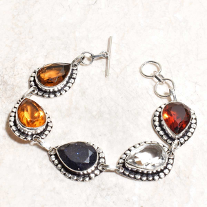 Pulsera de Plata de Ley 925 con Granate Natural, Hecha a Mano, Colorida, Estilo Vintage, Joyería de la India, Elegante para Ella - Product Image 4