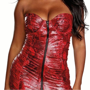 Combinaison corset en cuir PU rouge pour femme avec jarretelles, bustier sexy, lingerie push-up - Product Image 6