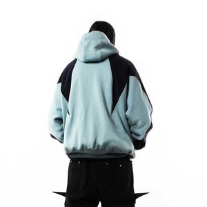 Sweat-shirt à capuche tendance OEM personnalisé bicolore coupe classique pour homme en molleton épais 100 % coton, streetwear d'hiver - Product Image 3