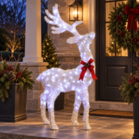 Décoration de Noël en forme de renne lumineux sur pied avec LED blanc froid et guirlande scintillante pour la décoration de la véranda de la maison