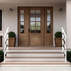 Transitional White Wrought Iron Handrail with Installation Kit Outdoor Handrails for 1-3 <b>Steps</b> - Product Image 6