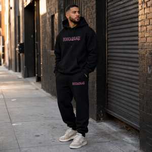Ensemble survêtement homme premium en coton, pull à capuche oversize et pantalon de jogging, style streetwear hiver, avec logo brodé sur la poitrine - Product Image 6