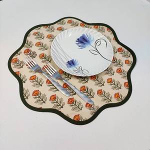 Sage Green Flower Placemat Block Print fabric <b>table</b> <b>mat</b> easy care <b>TABLE</b> DECOR washable rustic kitchen decor dining <b>mat</b> - Product Image 4