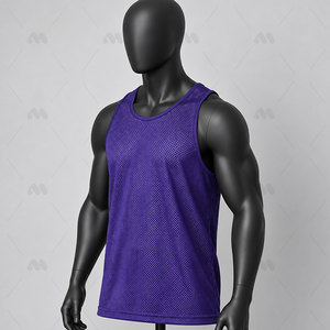 Men's <b>Purple</b> Mesh Basketball Jersey Sleeveless Crew Neck Breathable <b>Tank</b> <b>Top</b> Regular Fit Solid Color Summer Apparel 100% - Product Image 3