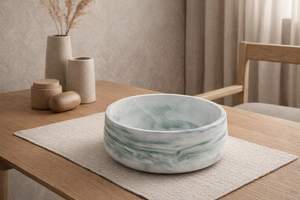 ชามอาหารสัตว์เลี้ยงทรงกลมลายหินอ่อน VaryWell ขนาด 400 มล. 850 มล. 1800 มล. ทำจากเรซิ่น PET คุณภาพสูง พร้อมโลโก้สีตามสั่งโดย UO - Product Image 4